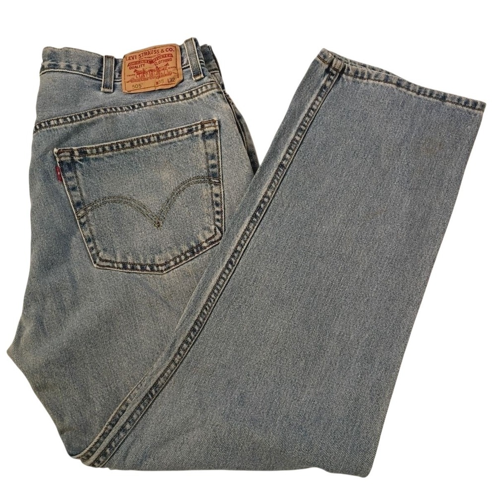 Levis 505 Regular Fit Jeans 38x32 (37x30) Light Wash Blue Denim Classic Heritage